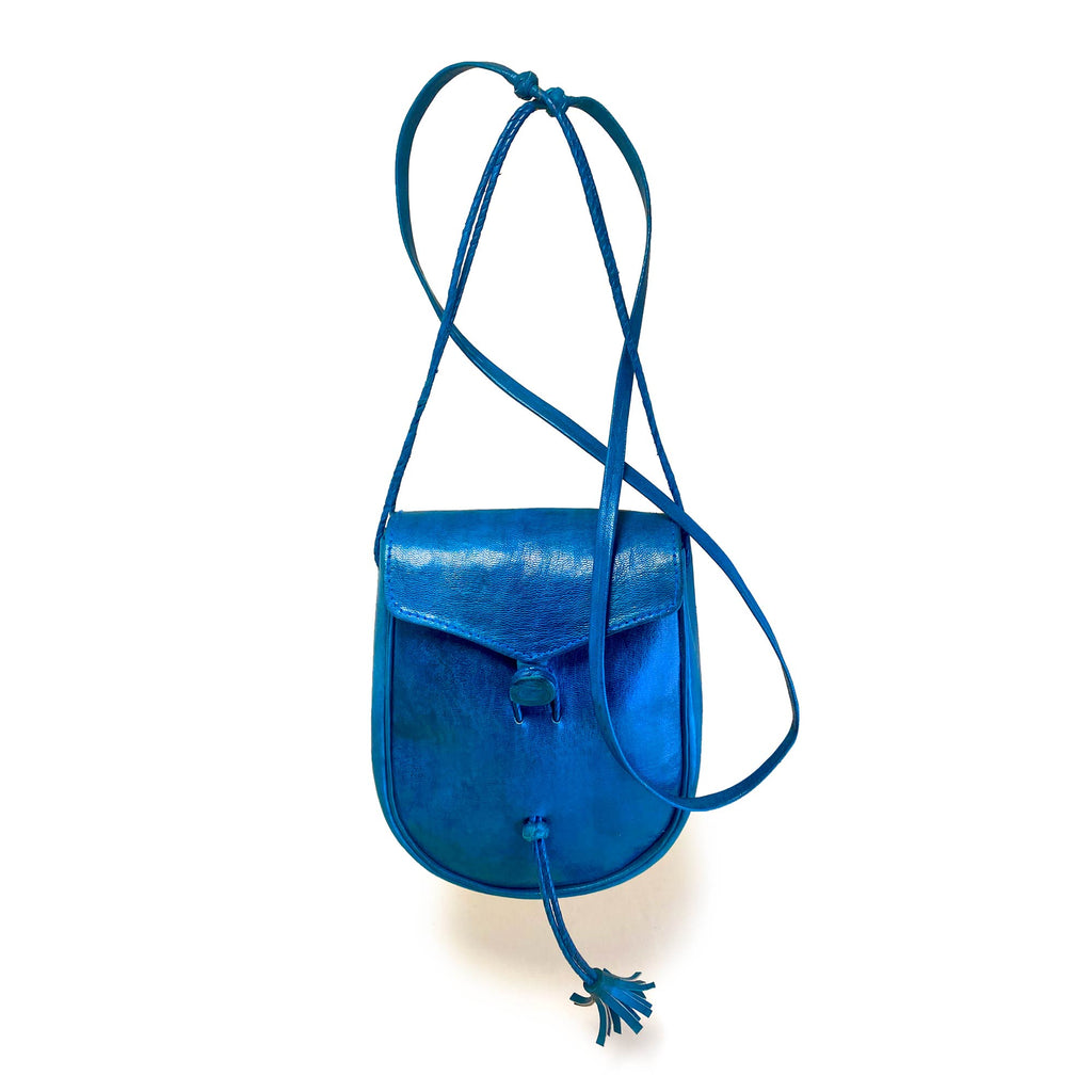 Senegal-Made Small Leather Indigo Crossbody Handbag