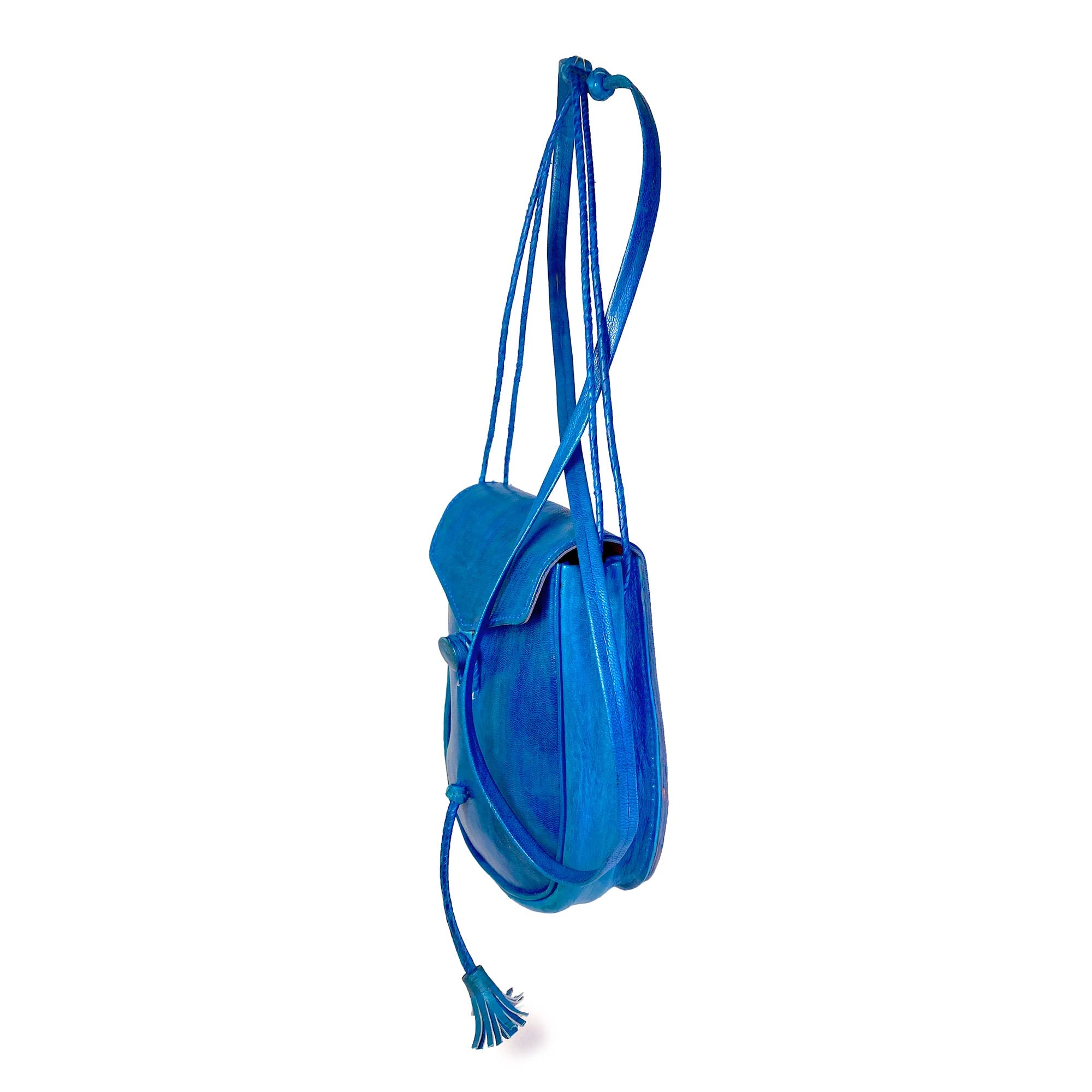 Senegal-Made Small Leather Indigo Crossbody Handbag